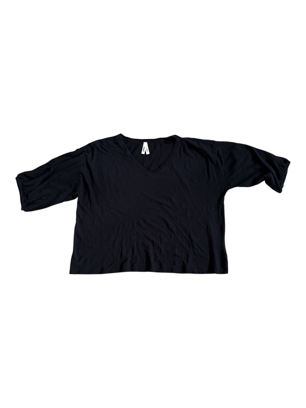 Pact Organic Cotton V-Neck 3/4 Sleeve Top | Black | XL